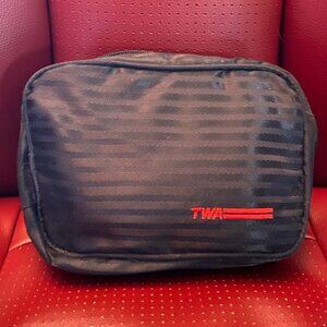 TWA Trans World Airlines Black Toiletry Bag